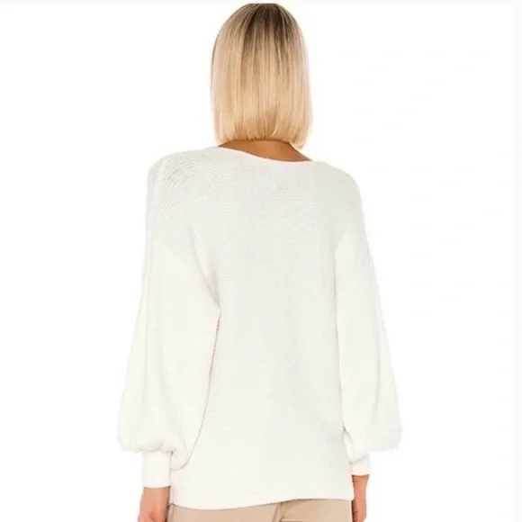 NEW 1. STATE Balloon Sleeve Ribbed Sweater in Antique White XL NWT - Picture 4 of 11